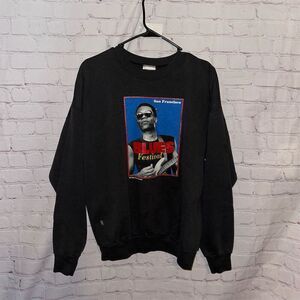Vintage San Francisco Blues Festival Graphic Sweatshirt Unisex L Black